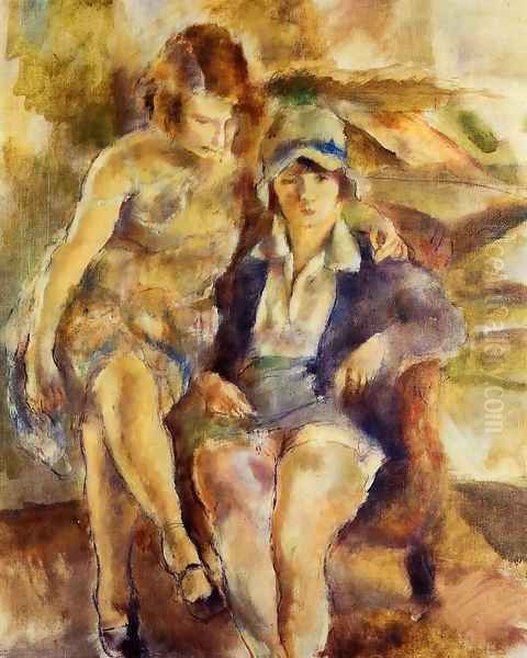 Zimette and Mirelle Oil Painting by Jules Pascin