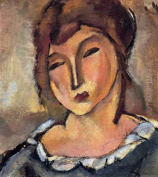 Head of a Young Woman Oil Painting by Jules Pascin