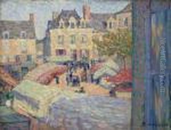 La Place Du Marche Oil Painting by Henri Lebasque