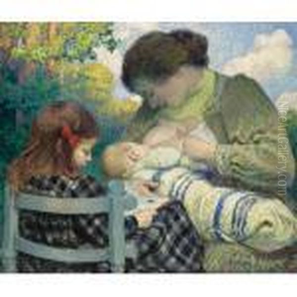 Maternite, Madame Lebasque Et Ses Enfants Oil Painting by Henri Lebasque