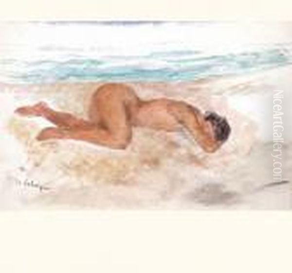 Baigneuse Sur Une Plage Oil Painting by Henri Lebasque