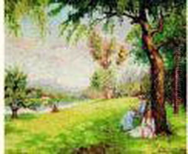 Montevrain, Le Repos Sur Les Bords De Marne, Circa 1899-1900 Oil Painting by Henri Lebasque