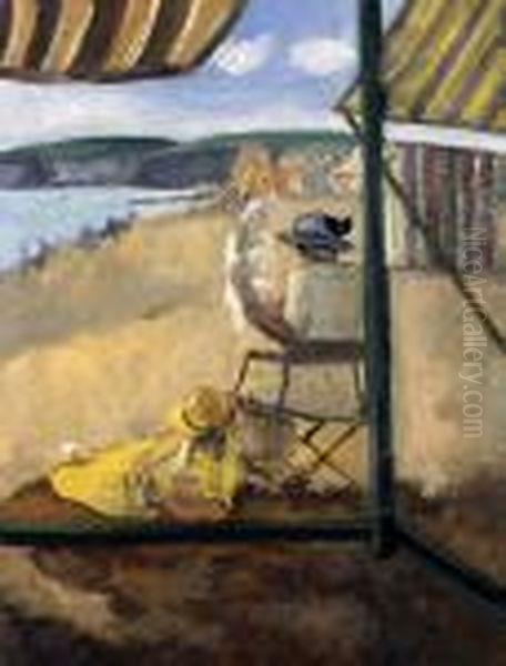 La Plage Saint Gildas Oil Painting by Henri Lebasque