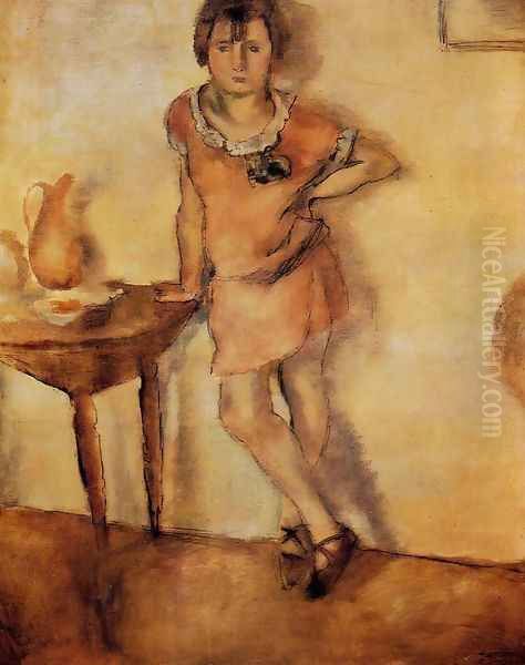 Young Girl in a Dress Oil Painting by Jules Pascin