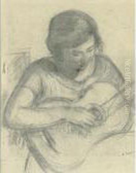 Jeune Fille A La Guitare Oil Painting by Henri Lebasque