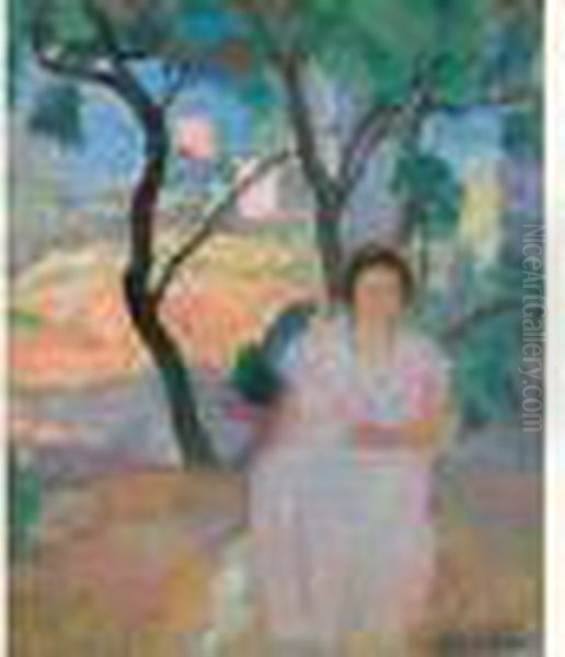 Jeune Femme Dans Un Jardin Oil Painting by Henri Lebasque