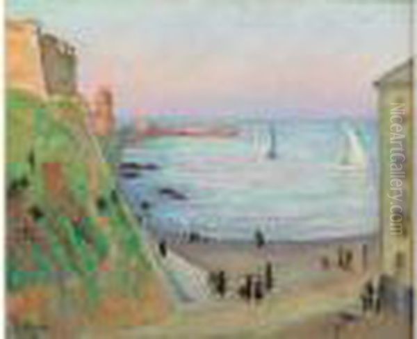 Assemblee D'artistes Sur La Colline Du Fort Dans Le Port Decollioure Oil Painting by Henri Lebasque