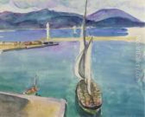 Saint Tropez Harbour Oil Painting by Henri Lebasque