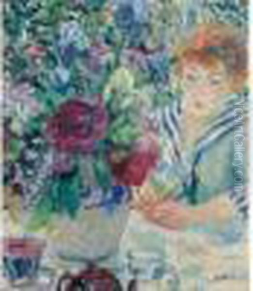 Femme Au Vase De Fleurs Oil Painting by Henri Lebasque