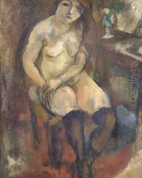 Nu aux bas noirs Oil Painting by Jules Pascin