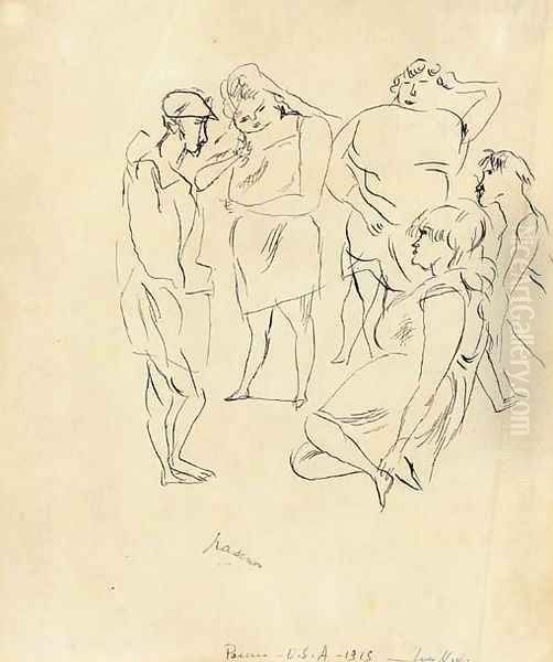 Coney Island Oil Painting by Jules Pascin