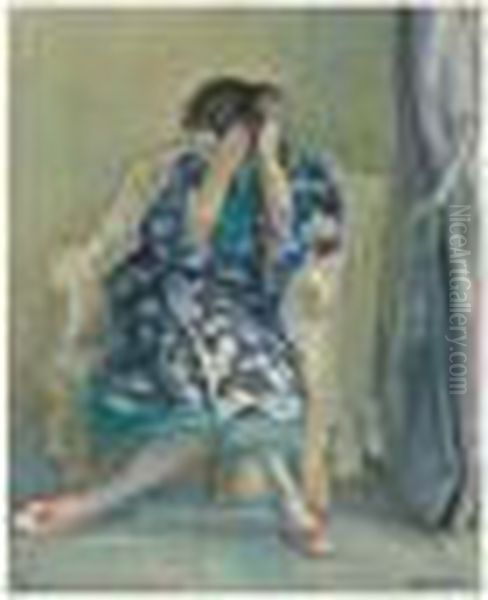 Femme A Sa Coiffure Dans Un Fauteuil Oil Painting by Henri Lebasque