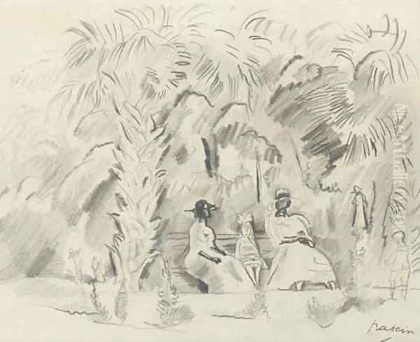 Au jardin botanique Oil Painting by Jules Pascin