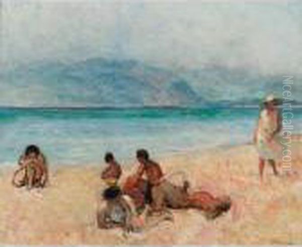 Baigneurs A Saint Tropez Oil Painting by Henri Lebasque