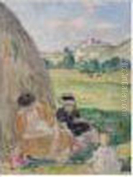 Femme Et Enfants A La Campagne Oil Painting by Henri Lebasque