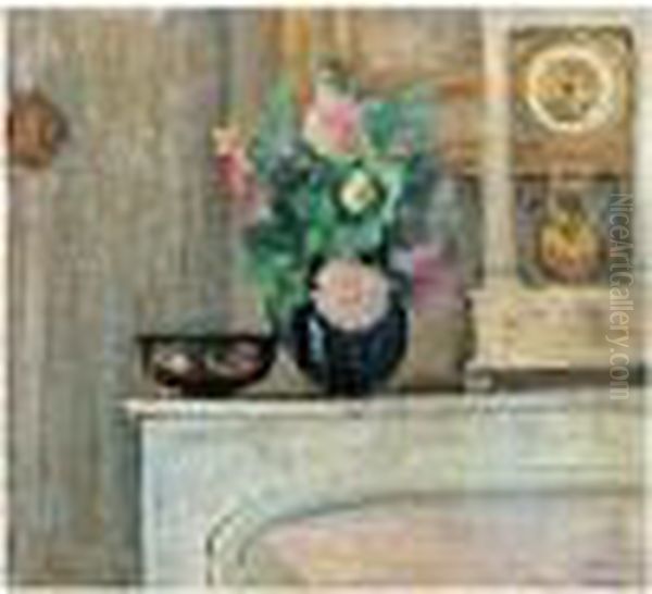 Bouquet De Fleurs Dans Un Interieur Oil Painting by Henri Lebasque