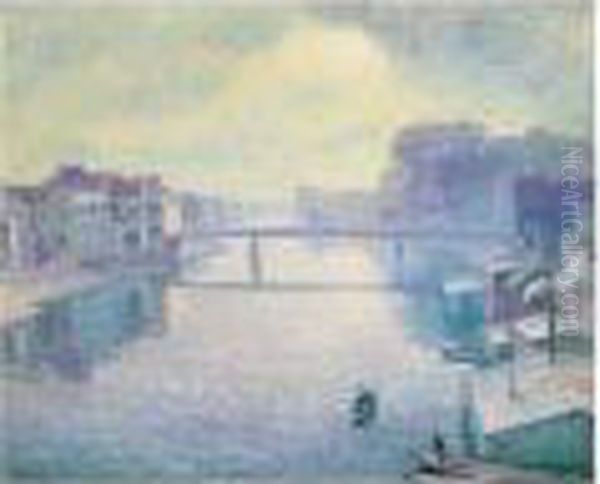 La Marne A Lagny, Effet Brumeux Oil Painting by Henri Lebasque