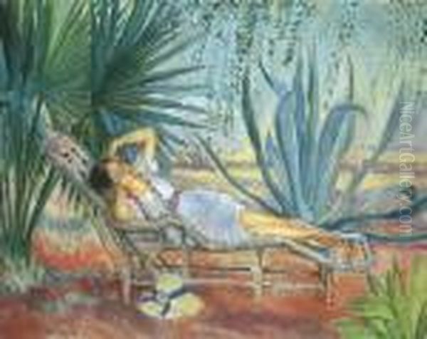 St. Tropez, Marthe Assoupie Dans Une Chaise Longue Oil Painting by Henri Lebasque