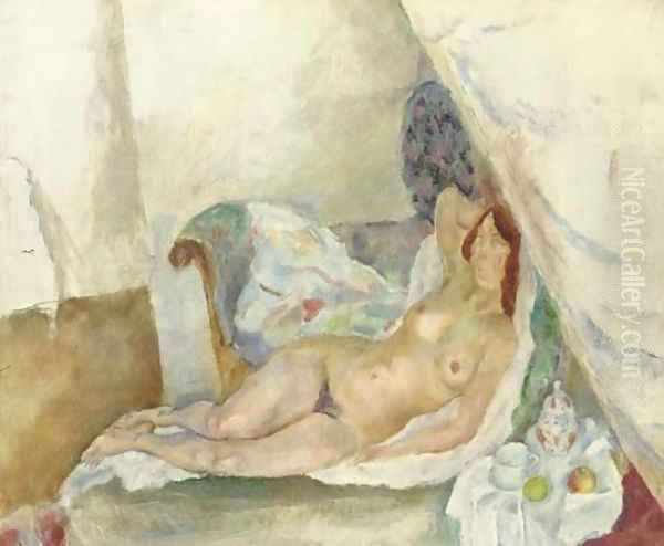 Nu à la tenture Oil Painting by Jules Pascin