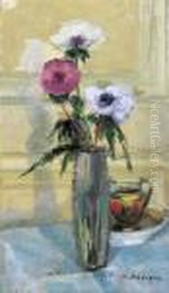 Bouquet D'anemones Et Tasse Oil Painting by Henri Lebasque