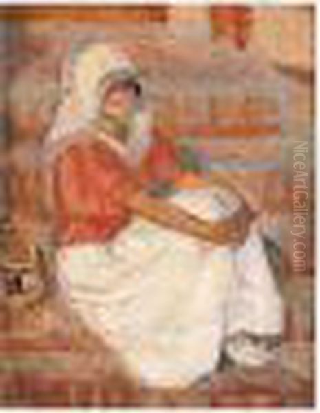 Saint-jean-de-monts, Jeune Femme Assise Oil Painting by Henri Lebasque