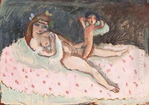 Venus et Cupidon Oil Painting by Jules Pascin