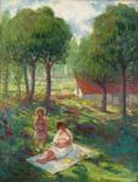 Mre Et Enfant Dans Un Paysage Oil Painting by Henri Lebasque