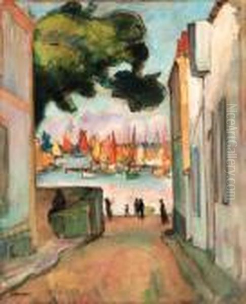 Rue Sur Le Port, Collioures Oil Painting by Henri Lebasque