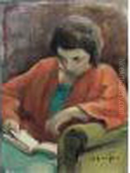 La Lecture Huile Sur Toile Marouflee Sur Panneau Signee En Bas A Droite Oil Painting by Henri Lebasque