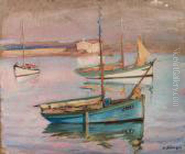 Bateaux Au Port De L'ile D'yeu Oil Painting by Henri Lebasque