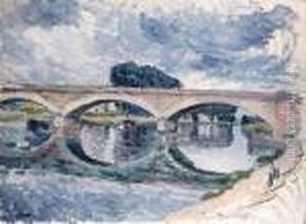 Pont De La Marne Prs De Lagny (bridge Of The Marne Nearlagny) Oil Painting by Henri Lebasque