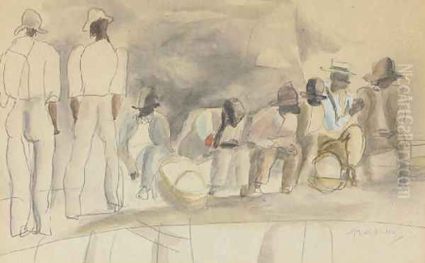 Scene de cafe Oil Painting by Jules Pascin