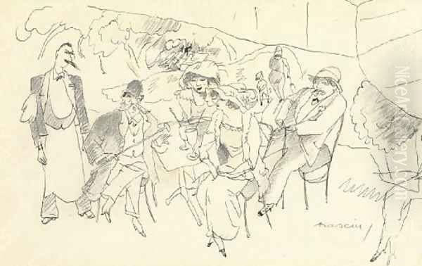 Scene de figures Oil Painting by Jules Pascin