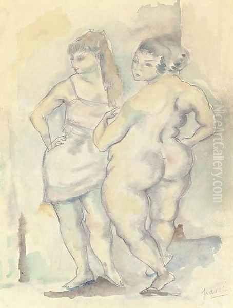 Deux femmes Oil Painting by Jules Pascin