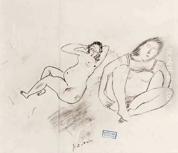 Deux personnages Oil Painting by Jules Pascin