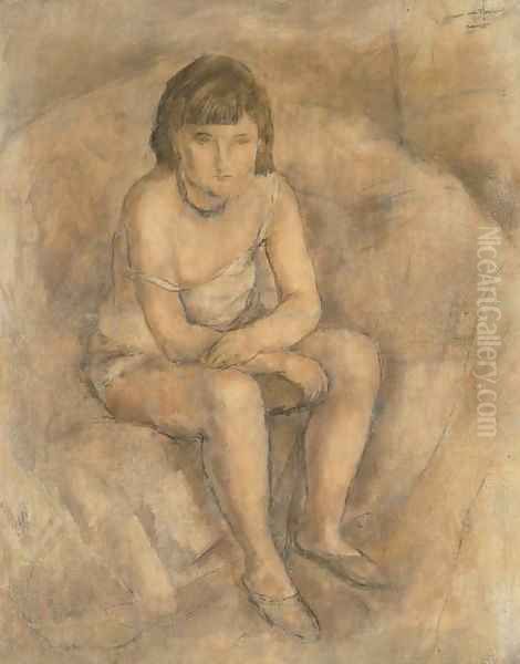 Jeune femme assise Oil Painting by Jules Pascin