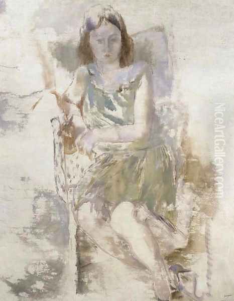 Jeune fille aux bas blancs Oil Painting by Jules Pascin