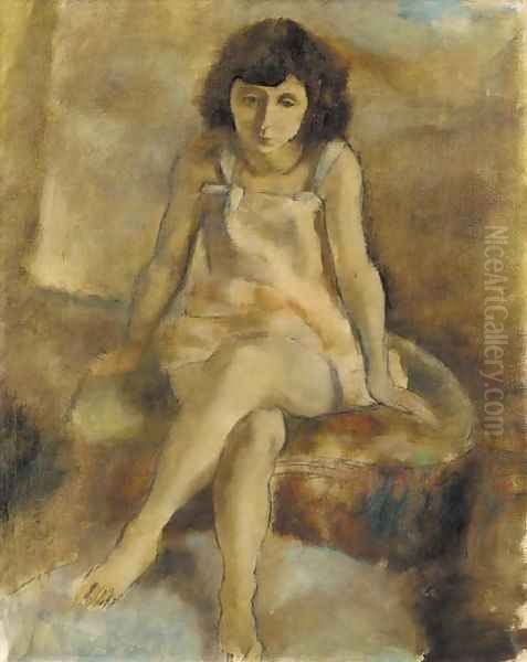 Fillette assise Oil Painting by Jules Pascin