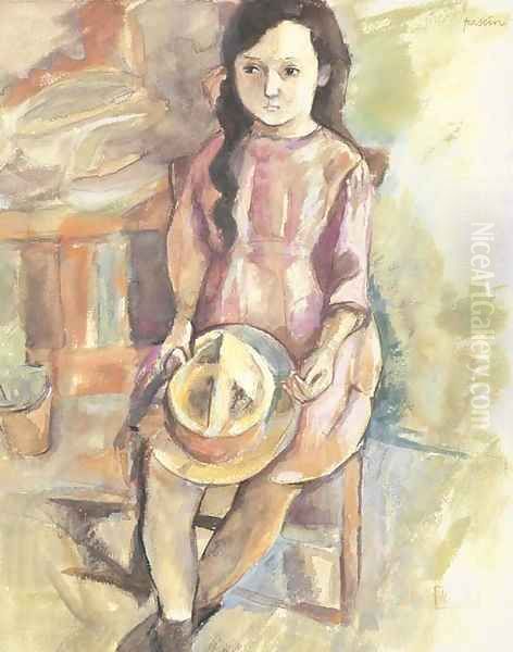 Fillette au chapeau Oil Painting by Jules Pascin