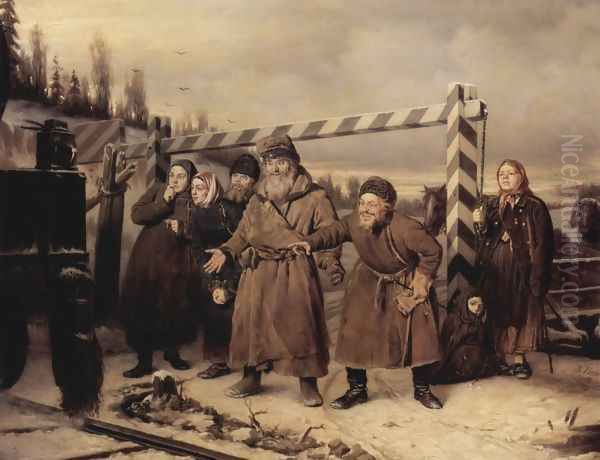 At the railroad 1868 Oil Painting by Vasily Perov