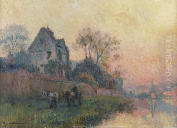 Bords De Seine A Chatou Oil Painting by Albert Lebourg