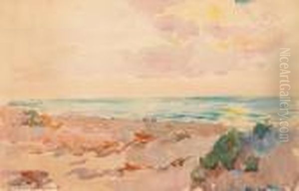 Plage A La Panne Oil Painting by Albert Lebourg