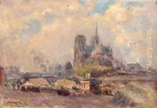 Paris, 
La Seine A Notre-dame Oil Painting by Albert Lebourg