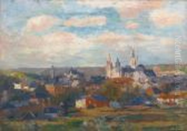 Vue D'evreux Avec Lacathedrale Notre Dame Oil Painting by Albert Lebourg