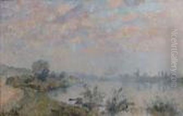 La Seine A Caumont Pres De La Bouille Oil Painting by Albert Lebourg