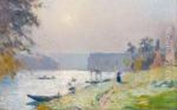 La Seine A Marly Oil Painting by Albert Lebourg