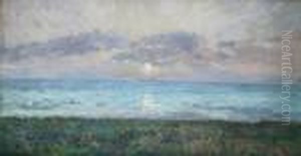 Soleil Couchant A Boulogne Sur Mer Oil Painting by Albert Lebourg