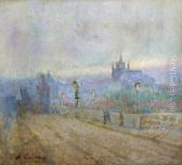 Vue De Prague Et Du Pont Saint-charles Oil Painting by Albert Lebourg