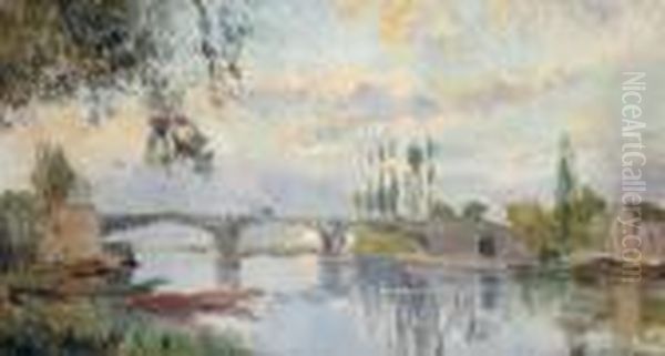 Le Pont De Chatou Oil Painting by Albert Lebourg