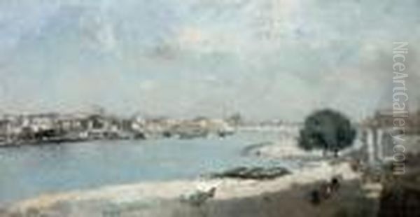 La Seine Vue Du Quai De Bercy Oil Painting by Albert Lebourg